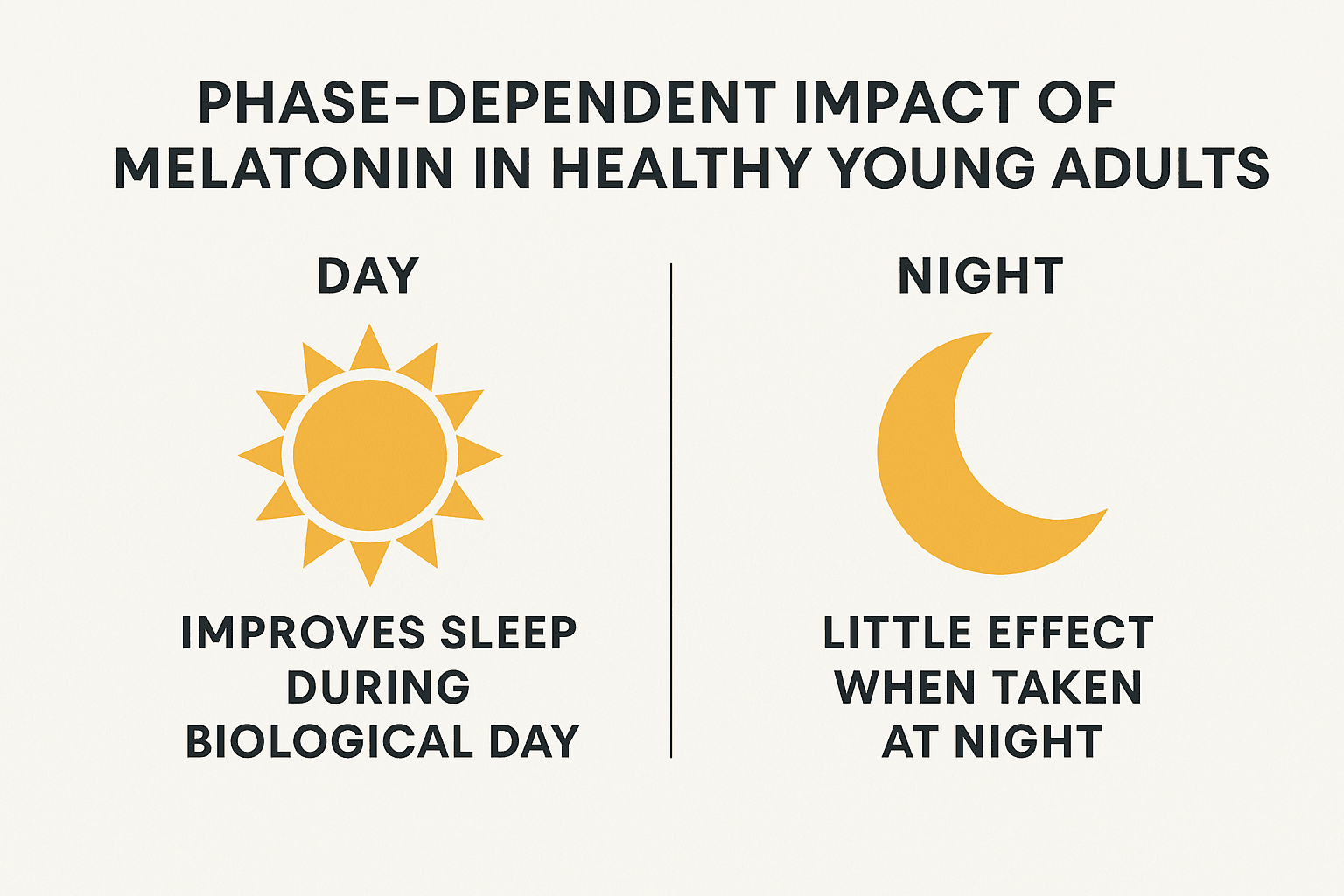 longevity vault phase impact melatonin young adults Melatonin improves sleep when taken during the day, not at night