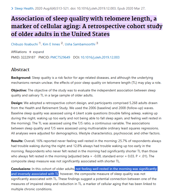 restful sleep and biological aging